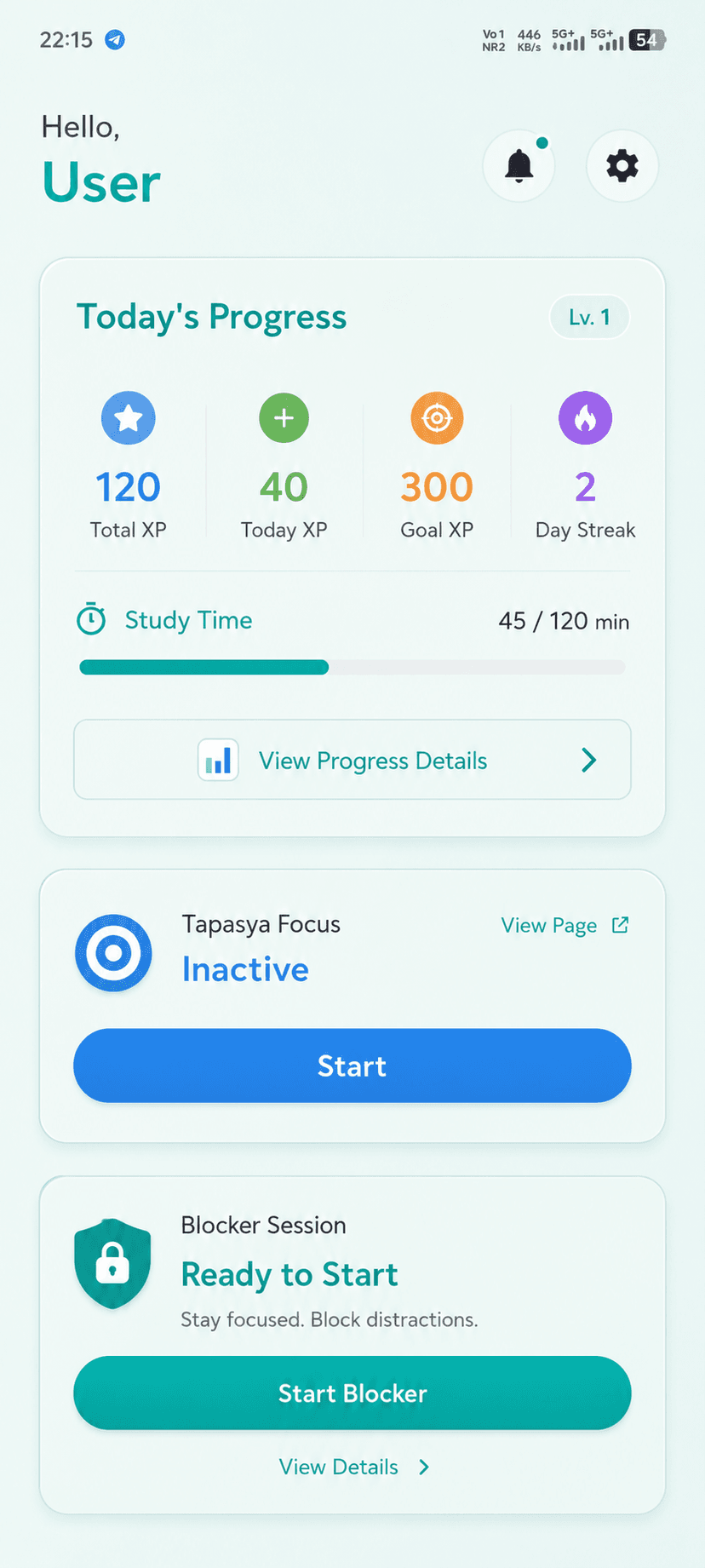 Reality Life OS Dashboard Mockup showcasing focus statistics and AMOLED-optimized productivity scores